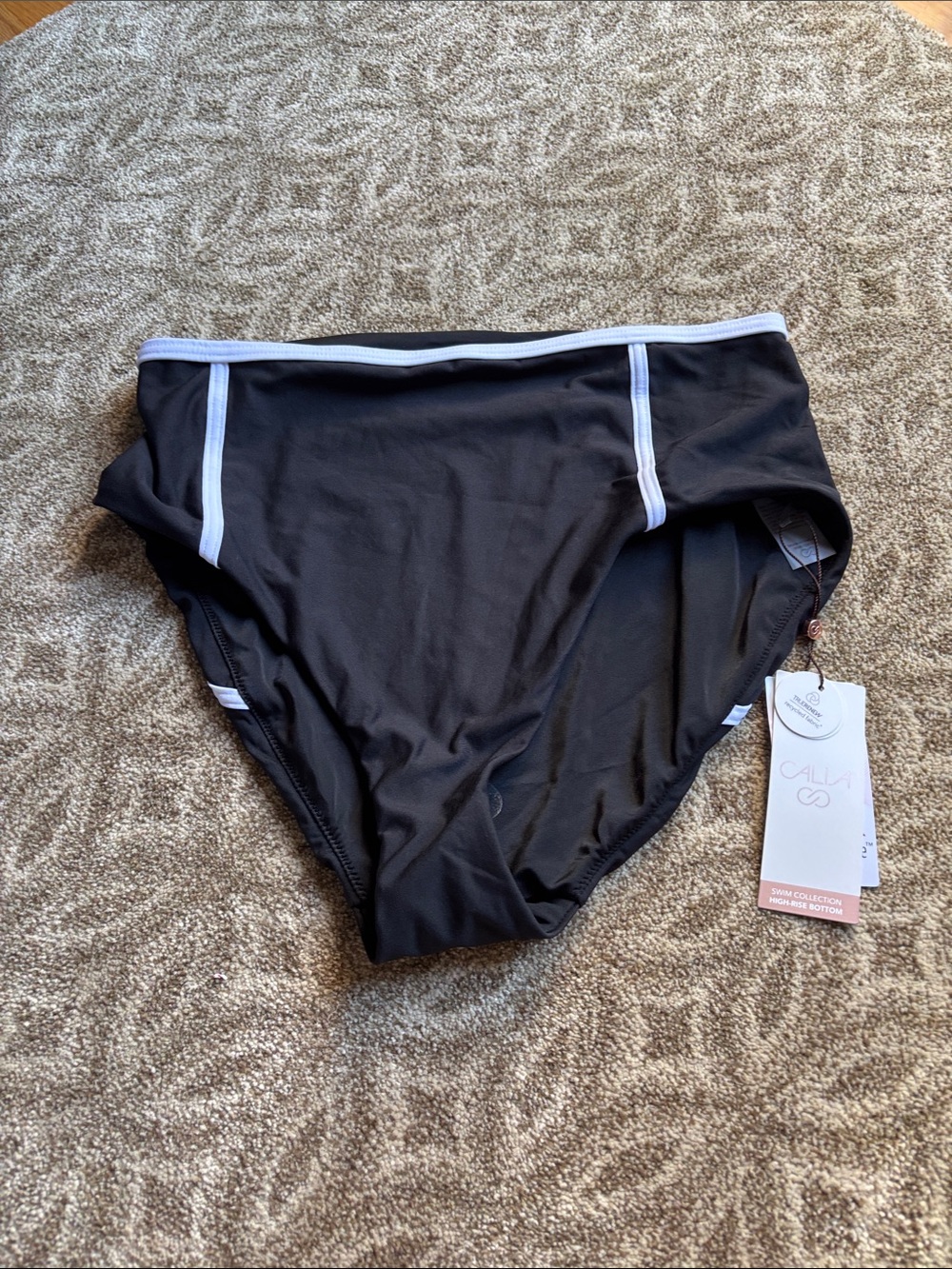 CAlia Black Bikini Bottom with White Trim